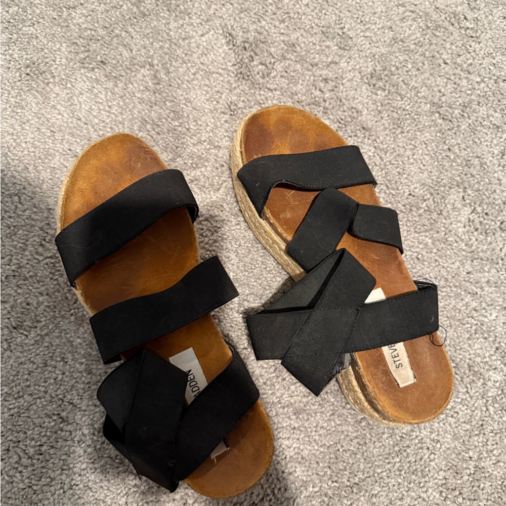 Steve Madden Black Sandals with Minimalist Design